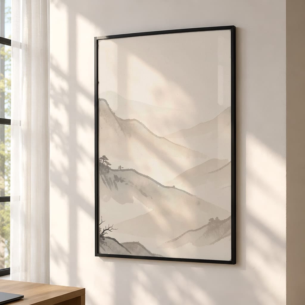 Home Office Frame Mockup Bundle — 20 Vertical Desk Wall Art PSD Mockups: mockup scene 4 of 20