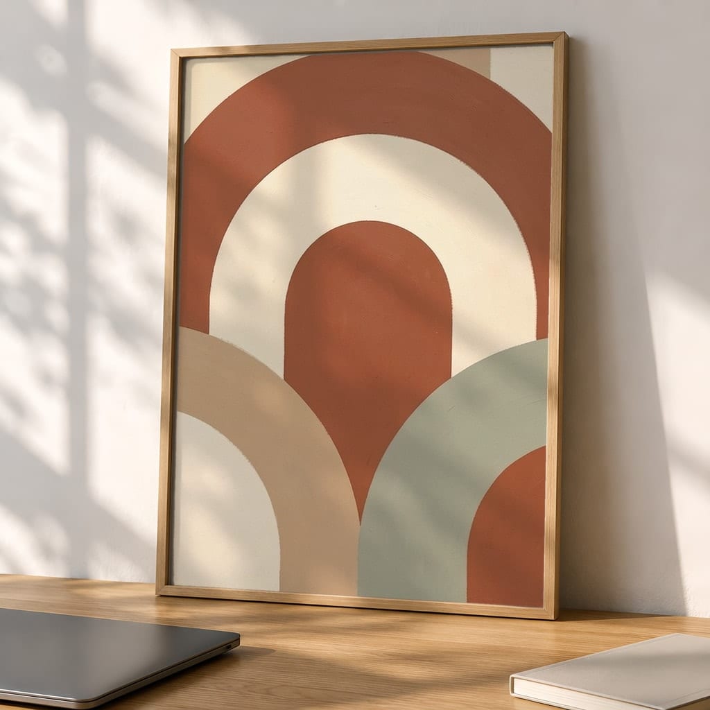Home Office Frame Mockup Bundle — 20 Vertical Desk Wall Art PSD Mockups: mockup scene 5 of 20