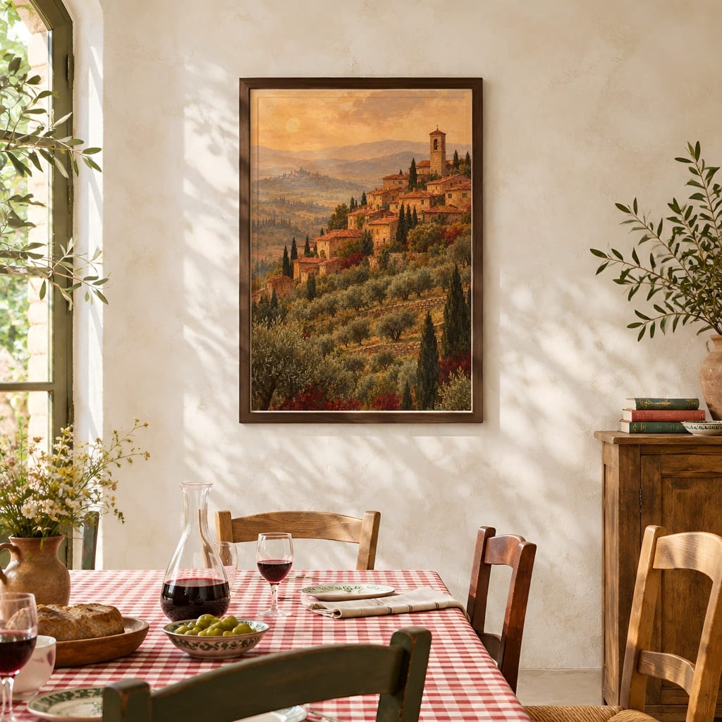 Italian Kitchen Wall Art Mockup — Nonna Sunday Table Dining Room Frame PSD (20 Scenes) — first mockup scene from the pack