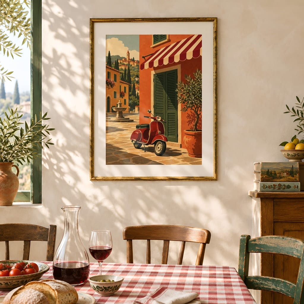 Italian Kitchen Wall Art Mockup — Nonna Sunday Table Dining Room Frame PSD (20 Scenes): mockup scene 11 of 20