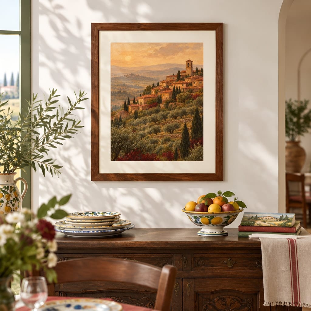 Italian Kitchen Wall Art Mockup — Nonna Sunday Table Dining Room Frame PSD (20 Scenes): mockup scene 12 of 20