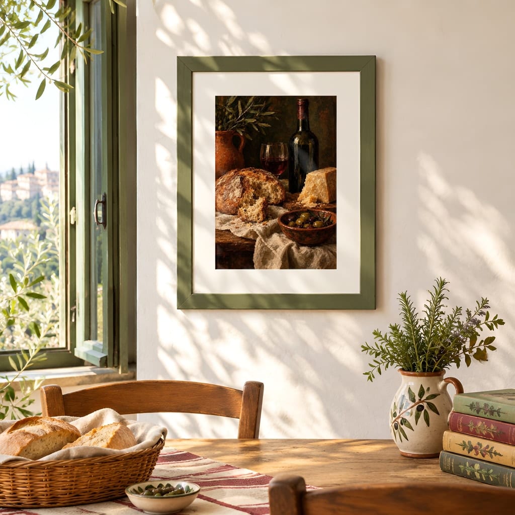 Italian Kitchen Wall Art Mockup — Nonna Sunday Table Dining Room Frame PSD (20 Scenes): mockup scene 14 of 20