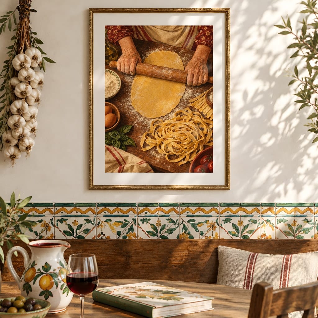 Italian Kitchen Wall Art Mockup — Nonna Sunday Table Dining Room Frame PSD (20 Scenes): mockup scene 15 of 20