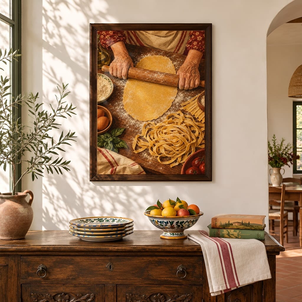 Italian Kitchen Wall Art Mockup — Nonna Sunday Table Dining Room Frame PSD (20 Scenes): mockup scene 17 of 20