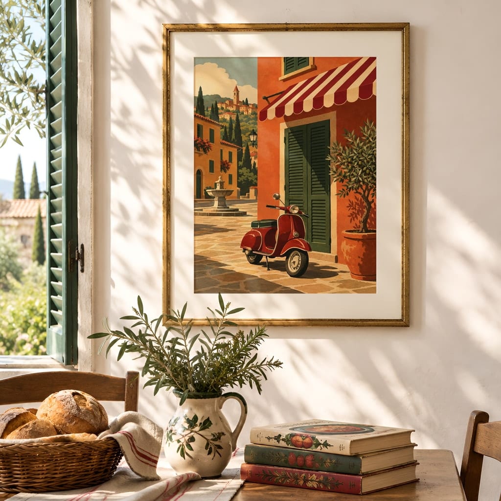 Italian Kitchen Wall Art Mockup — Nonna Sunday Table Dining Room Frame PSD (20 Scenes): mockup scene 19 of 20