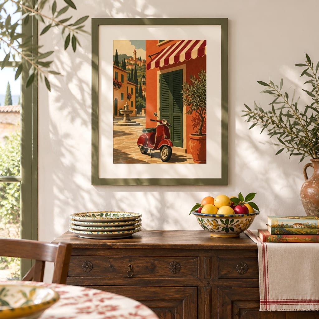 Italian Kitchen Wall Art Mockup — Nonna Sunday Table Dining Room Frame PSD (20 Scenes): mockup scene 2 of 20