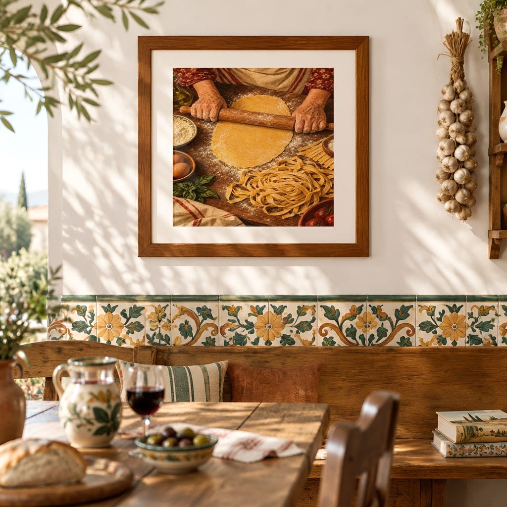 Italian Kitchen Wall Art Mockup — Nonna Sunday Table Dining Room Frame PSD (20 Scenes): mockup scene 20 of 20