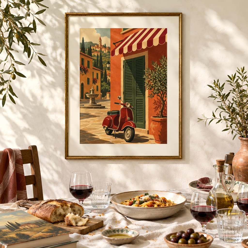Italian Kitchen Wall Art Mockup — Nonna Sunday Table Dining Room Frame PSD (20 Scenes): mockup scene 3 of 20