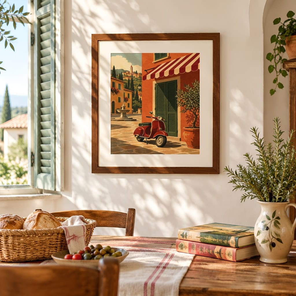 Italian Kitchen Wall Art Mockup — Nonna Sunday Table Dining Room Frame PSD (20 Scenes): mockup scene 4 of 20