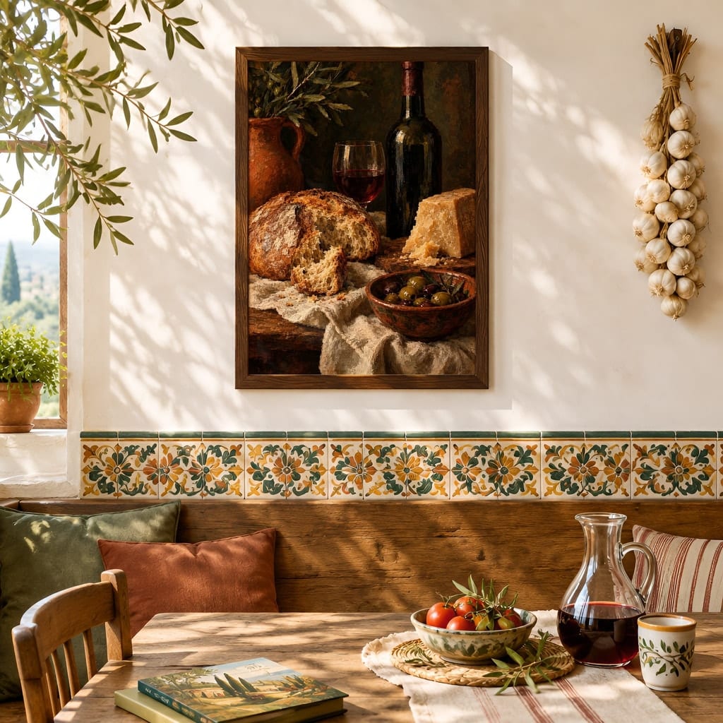 Italian Kitchen Wall Art Mockup — Nonna Sunday Table Dining Room Frame PSD (20 Scenes): mockup scene 5 of 20