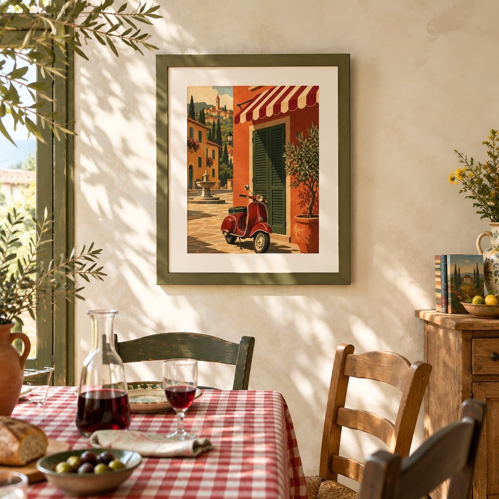 Italian Kitchen Wall Art Mockup — Nonna Sunday Table Dining Room Frame PSD (20 Scenes): mockup scene 6 of 20