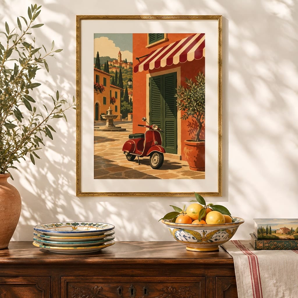 Italian Kitchen Wall Art Mockup — Nonna Sunday Table Dining Room Frame PSD (20 Scenes): mockup scene 7 of 20