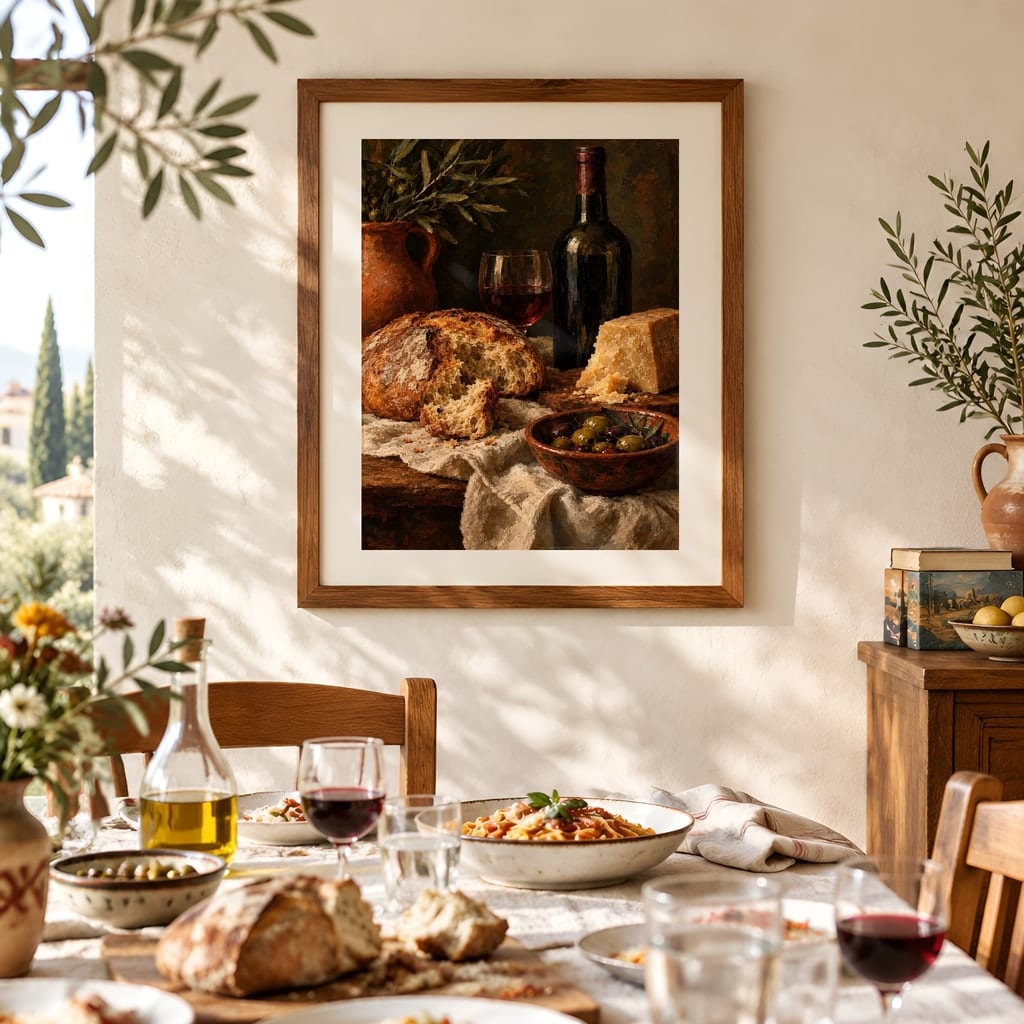 Italian Kitchen Wall Art Mockup — Nonna Sunday Table Dining Room Frame PSD (20 Scenes): mockup scene 8 of 20