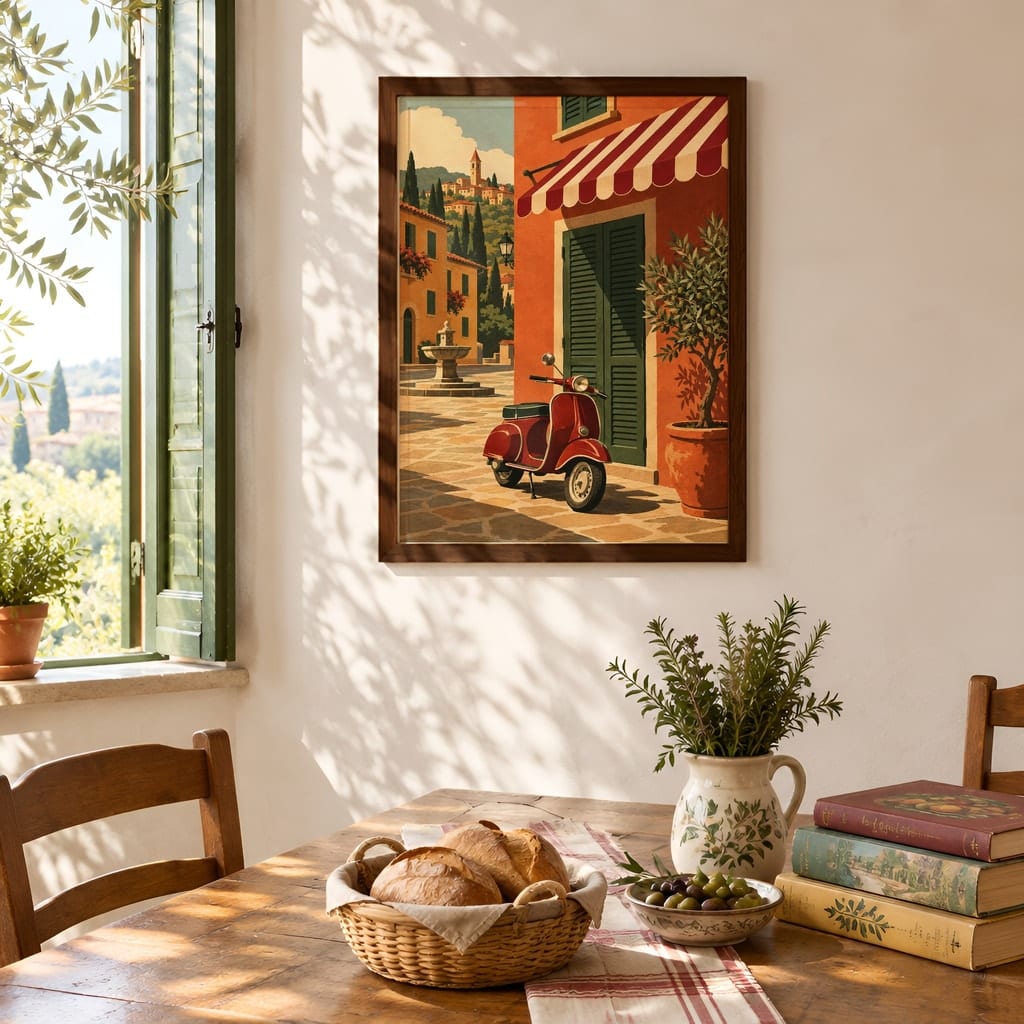 Italian Kitchen Wall Art Mockup — Nonna Sunday Table Dining Room Frame PSD (20 Scenes): mockup scene 9 of 20