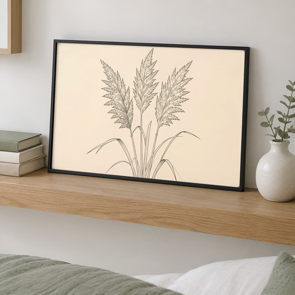 Japandi Bedroom Frame Mockup — Horizontal Wabi-Sabi Above Bed Wall Art PSD Templates (40 Scenes): mockup scene 11 of 40