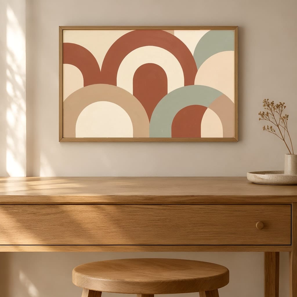 Japandi Bedroom Frame Mockup — Horizontal Wabi-Sabi Above Bed Wall Art PSD Templates (40 Scenes): mockup scene 12 of 40