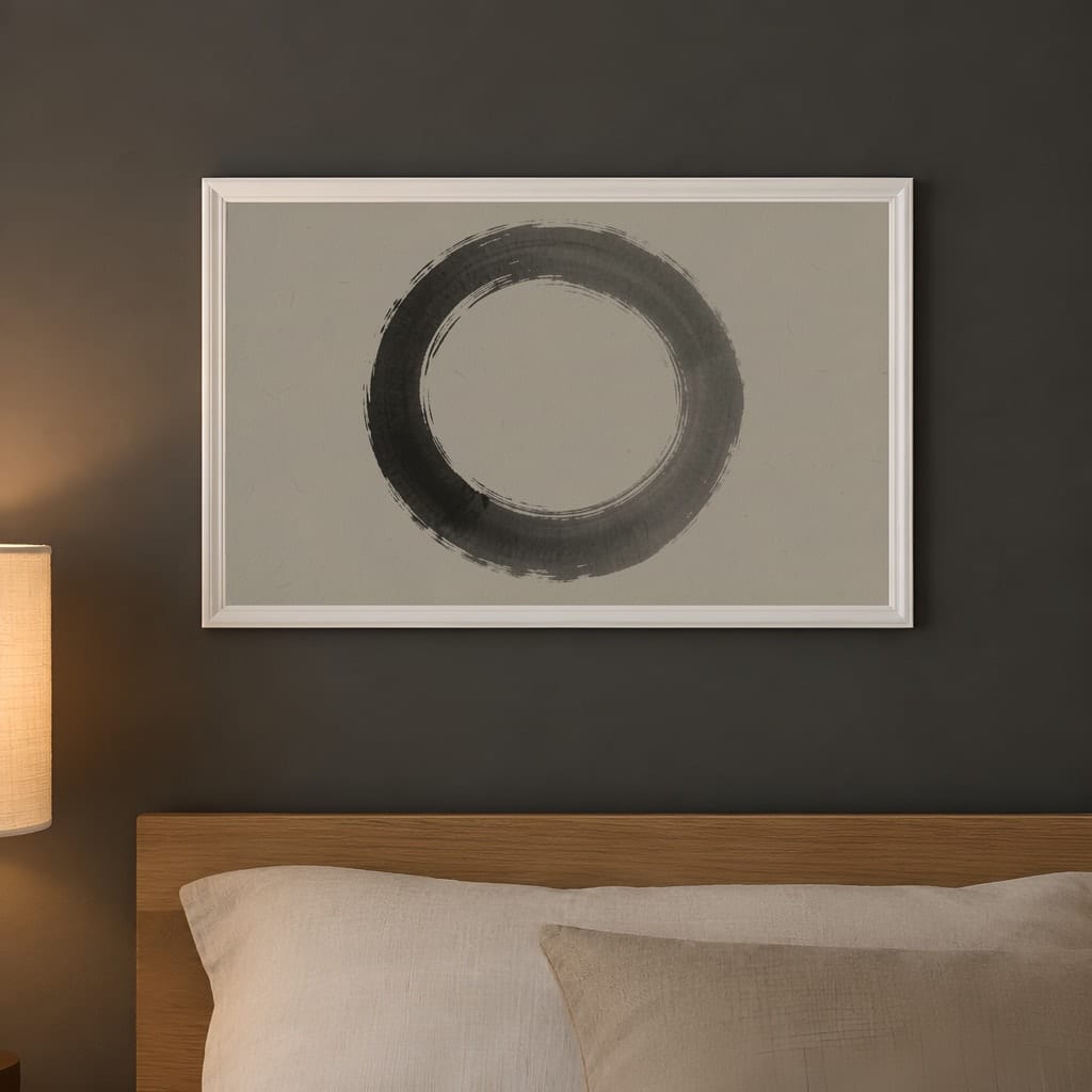 Japandi Bedroom Frame Mockup — Horizontal Wabi-Sabi Above Bed Wall Art PSD Templates (40 Scenes): mockup scene 22 of 40