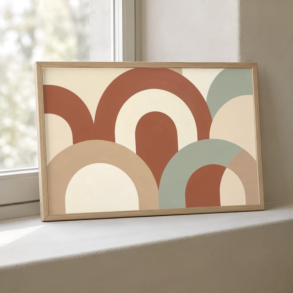 Japandi Bedroom Frame Mockup — Horizontal Wabi-Sabi Above Bed Wall Art PSD Templates (40 Scenes): mockup scene 27 of 40