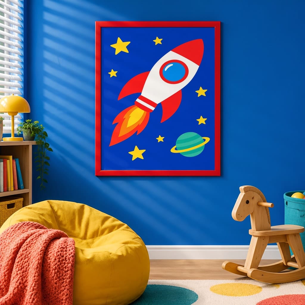 Kids Room Frame Mockup — Playroom Wall Art PSD Templates (20 Scenes): mockup scene 10 of 20