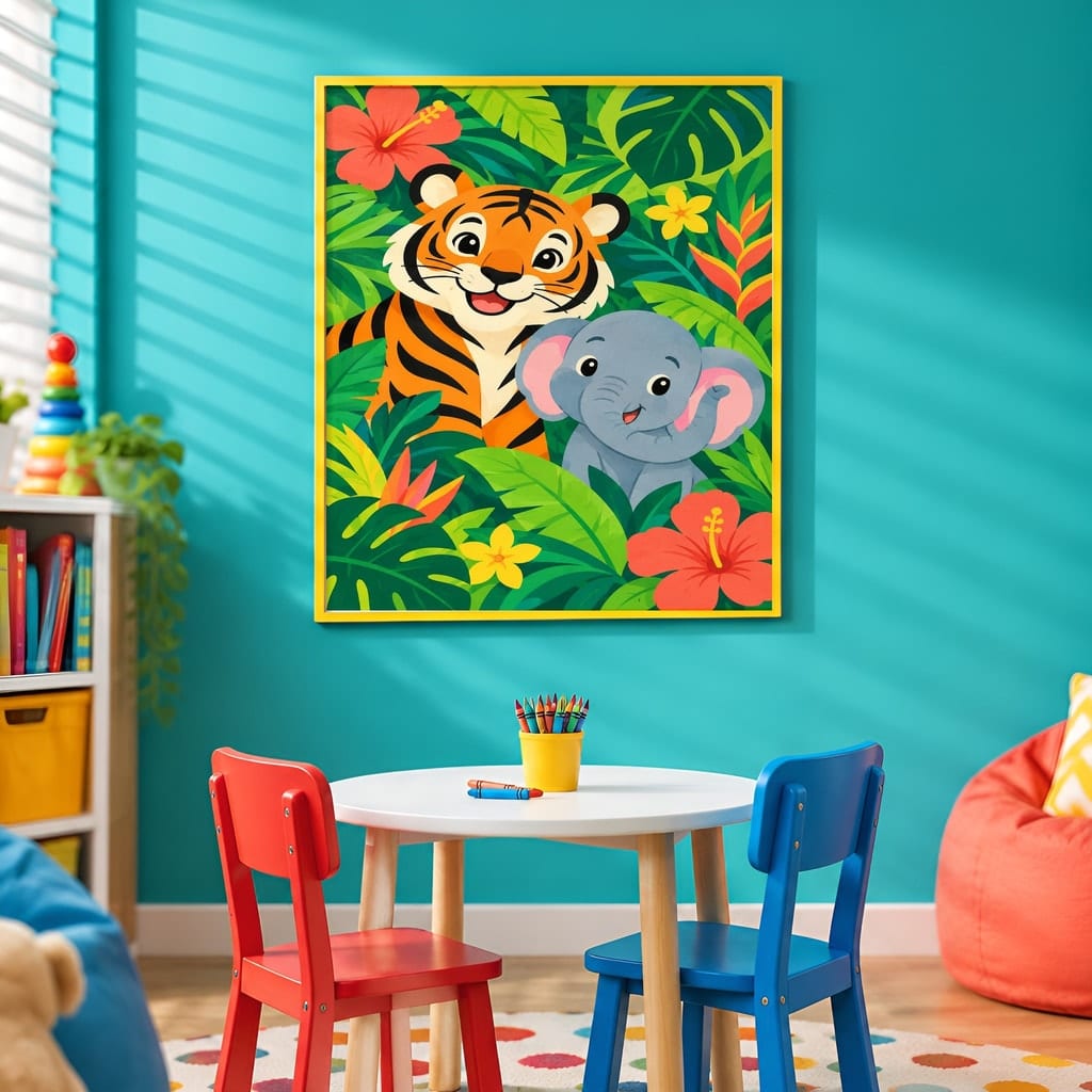 Kids Room Frame Mockup — Playroom Wall Art PSD Templates (20 Scenes): mockup scene 12 of 20