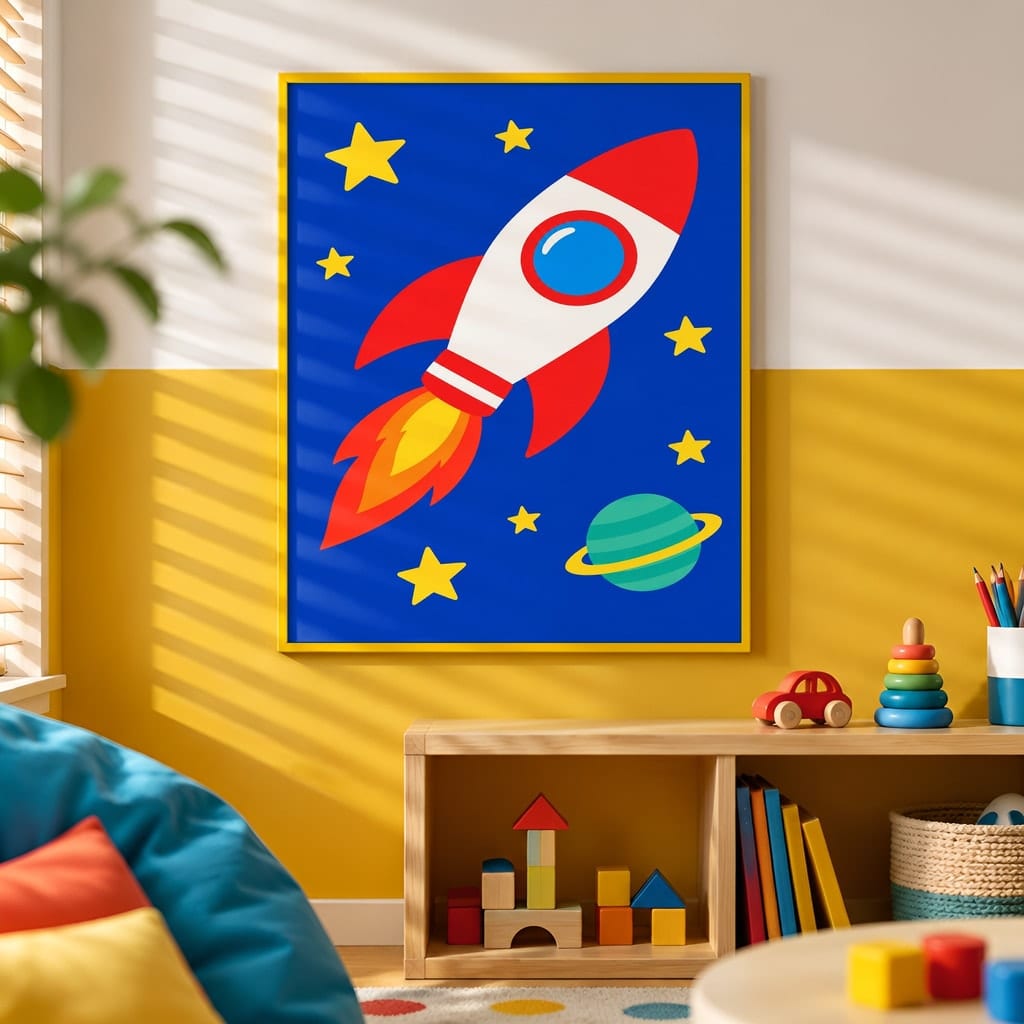 Kids Room Frame Mockup — Playroom Wall Art PSD Templates (20 Scenes): mockup scene 16 of 20