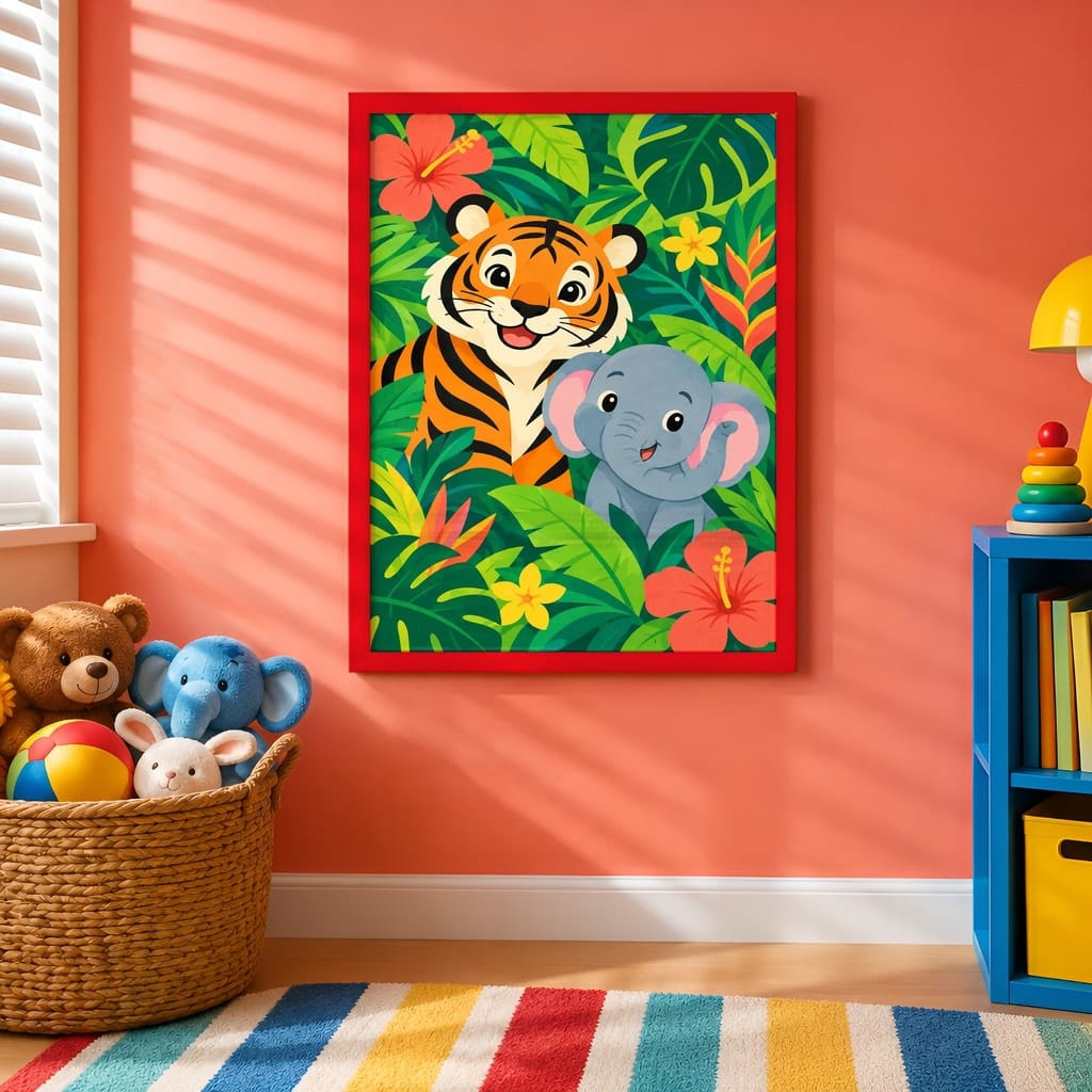 Kids Room Frame Mockup — Playroom Wall Art PSD Templates (20 Scenes): mockup scene 18 of 20