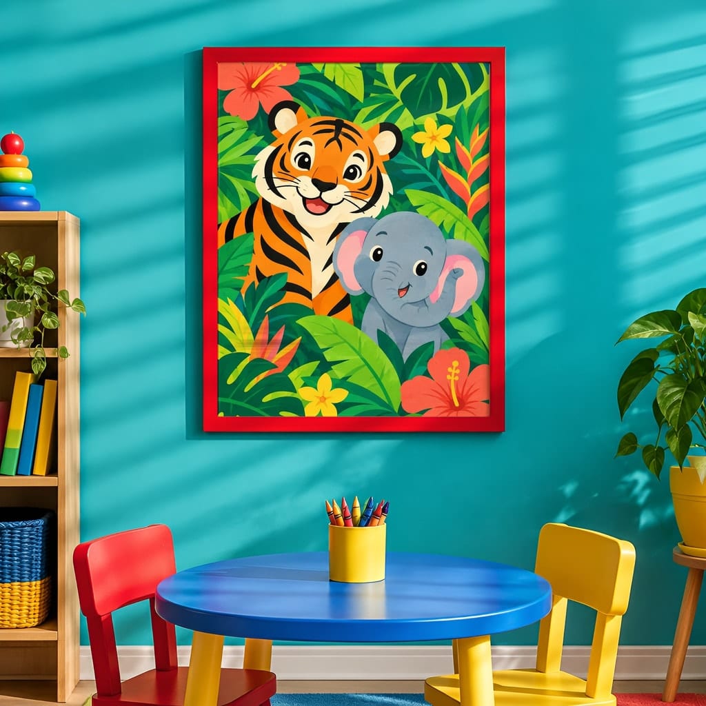 Kids Room Frame Mockup — Playroom Wall Art PSD Templates (20 Scenes): mockup scene 2 of 20