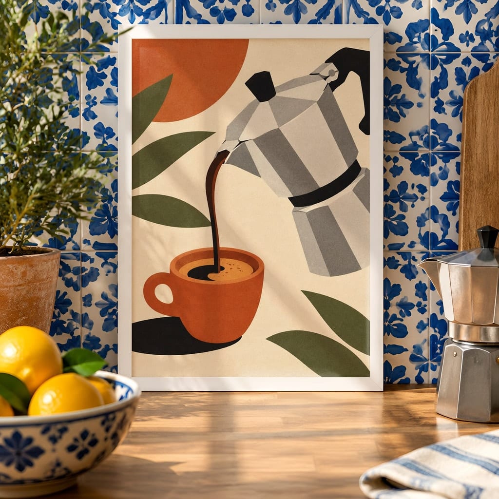 Coffee Bar Wall Art Mockup — Kitchen Frame PSD Templates (20 Scenes): mockup scene 16 of 20