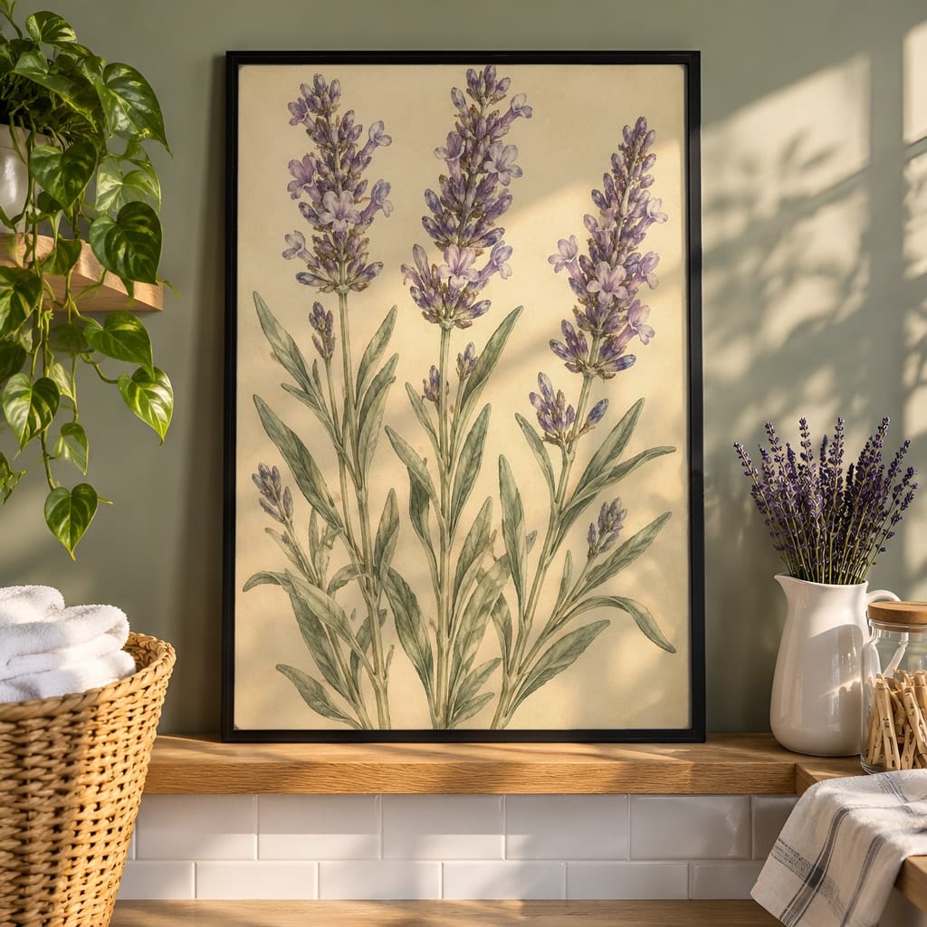 Laundry Room Frame Mockup Bundle — 40 Vertical Laundry and Utility Room Wall Art PSD Mockups: mockup scene 15 of 40