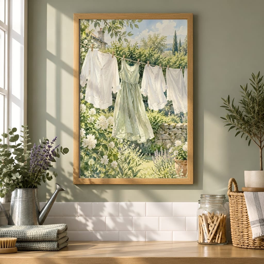 Laundry Room Frame Mockup Bundle — 40 Vertical Laundry and Utility Room Wall Art PSD Mockups: mockup scene 19 of 40