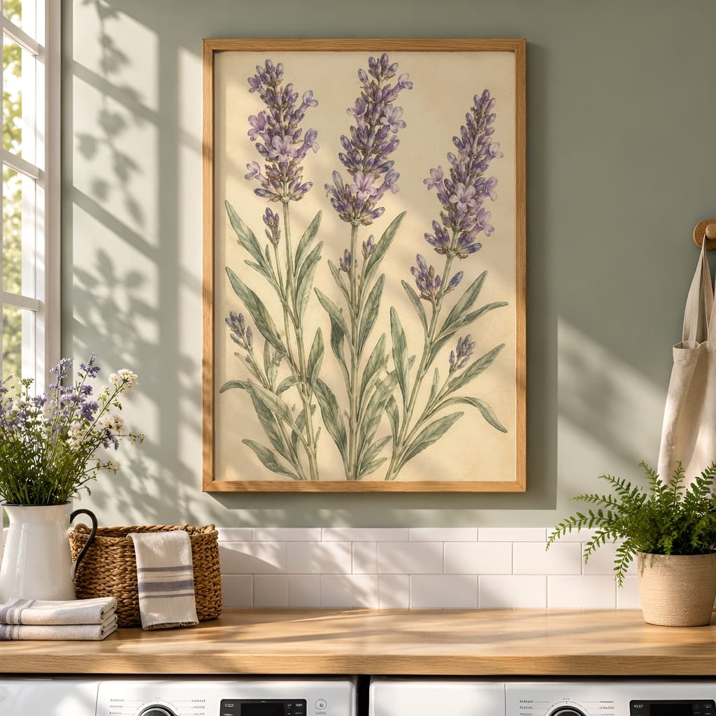 Laundry Room Frame Mockup Bundle — 40 Vertical Laundry and Utility Room Wall Art PSD Mockups: mockup scene 24 of 40