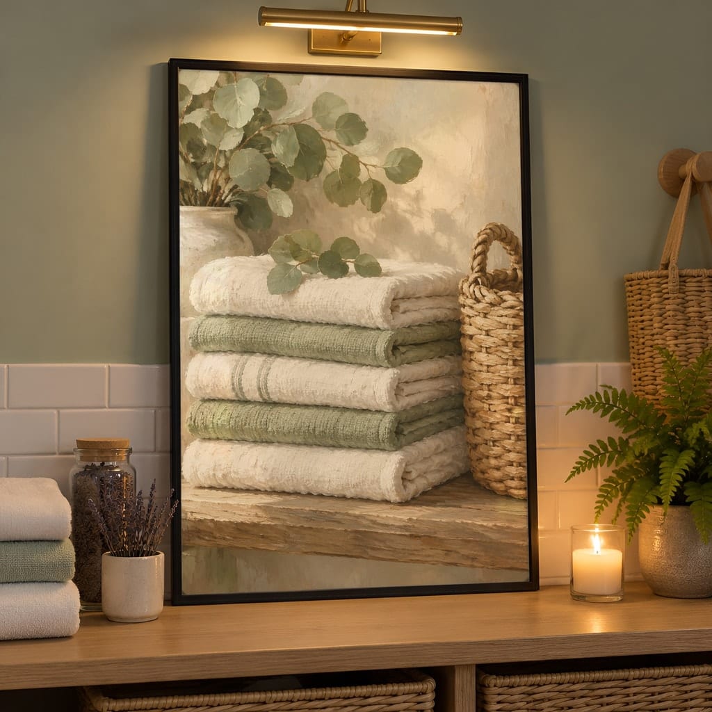 Laundry Room Frame Mockup Bundle — 40 Vertical Laundry and Utility Room Wall Art PSD Mockups: mockup scene 30 of 40