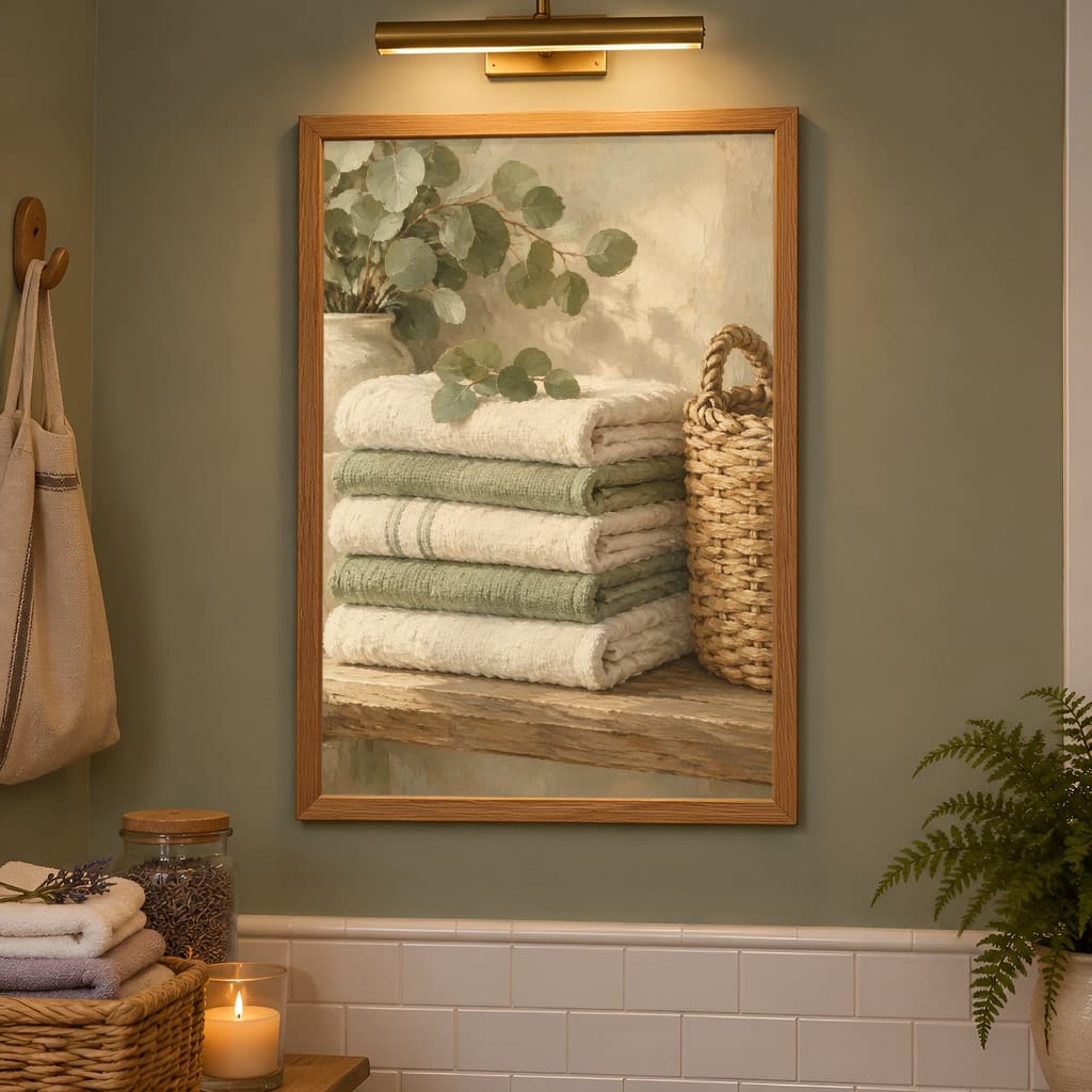 Laundry Room Frame Mockup Bundle — 40 Vertical Laundry and Utility Room Wall Art PSD Mockups: mockup scene 34 of 40