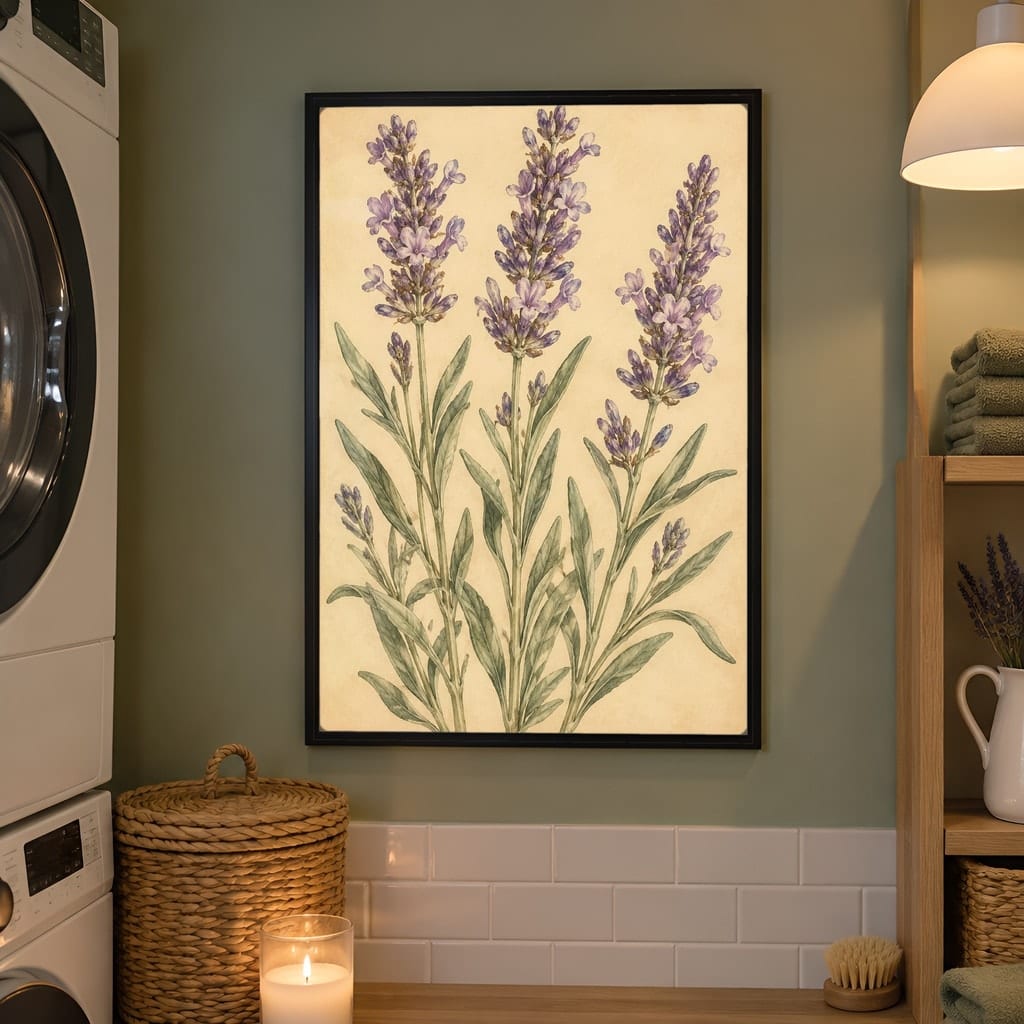 Laundry Room Frame Mockup Bundle — 40 Vertical Laundry and Utility Room Wall Art PSD Mockups: mockup scene 37 of 40