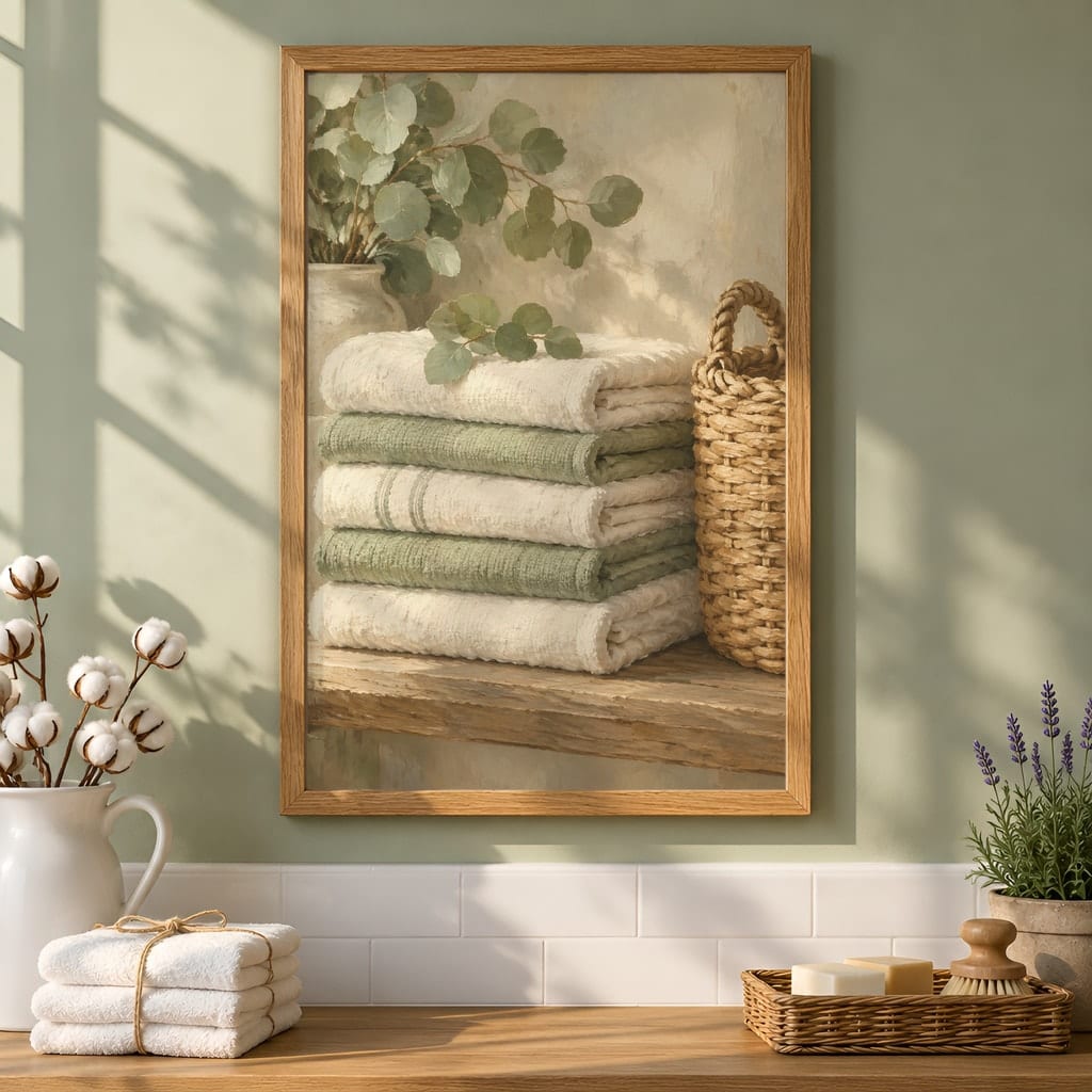 Laundry Room Frame Mockup Bundle — 40 Vertical Laundry and Utility Room Wall Art PSD Mockups: mockup scene 6 of 40