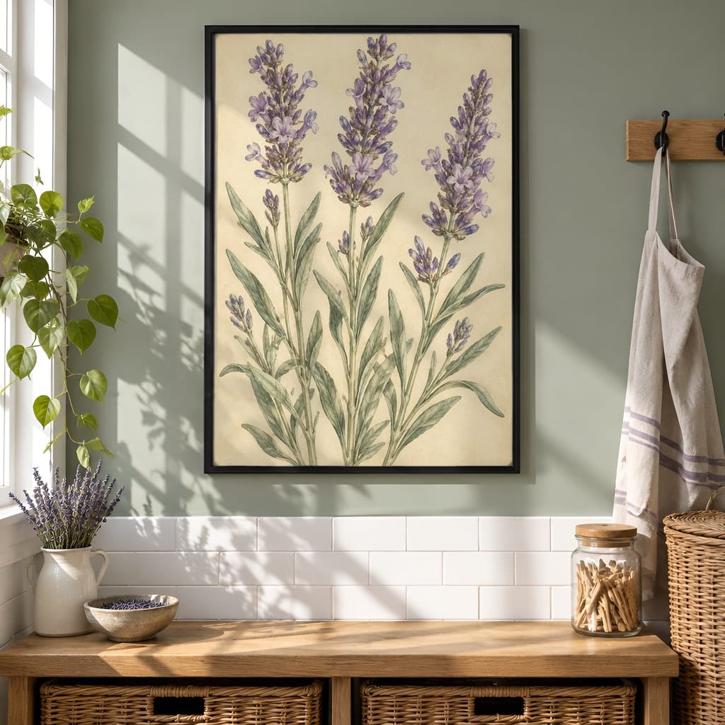 Laundry Room Frame Mockup Bundle — 40 Vertical Laundry and Utility Room Wall Art PSD Mockups: mockup scene 7 of 40