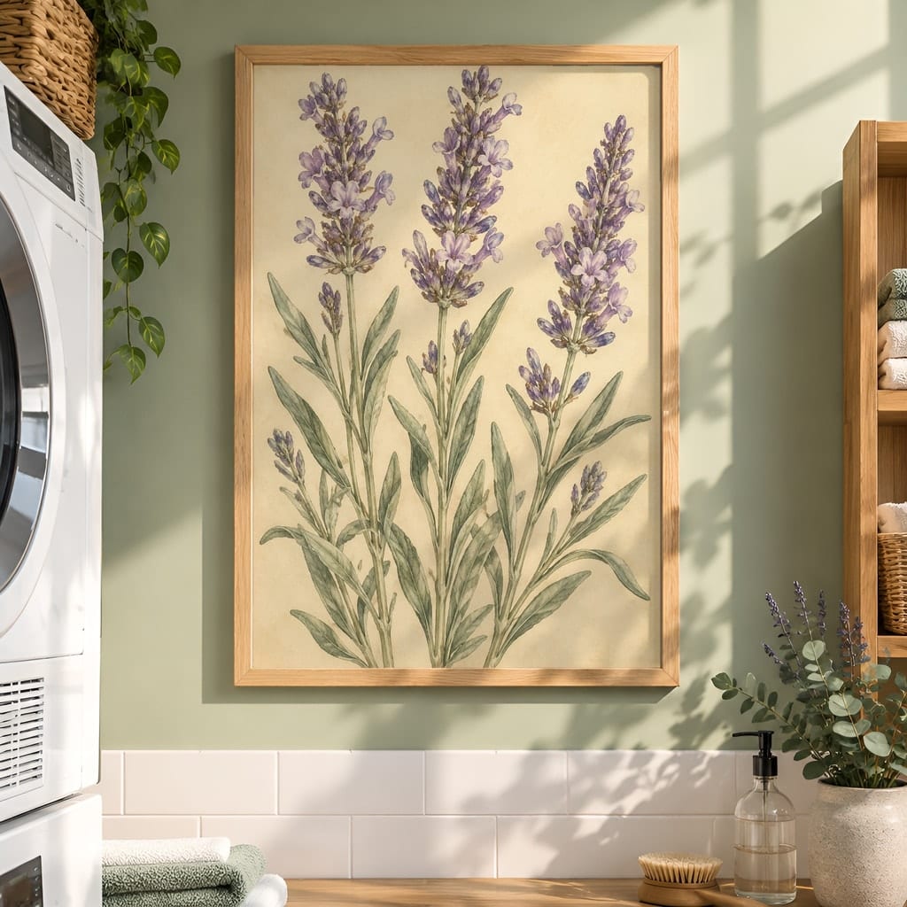 Laundry Room Frame Mockup Bundle — 40 Vertical Laundry and Utility Room Wall Art PSD Mockups: mockup scene 9 of 40