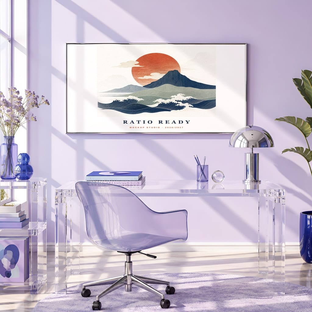 Horizontal Frame Mockup Bundle — Modern Minimalist Wall Art PSD Templates (40 Scenes): mockup scene 8 of 40