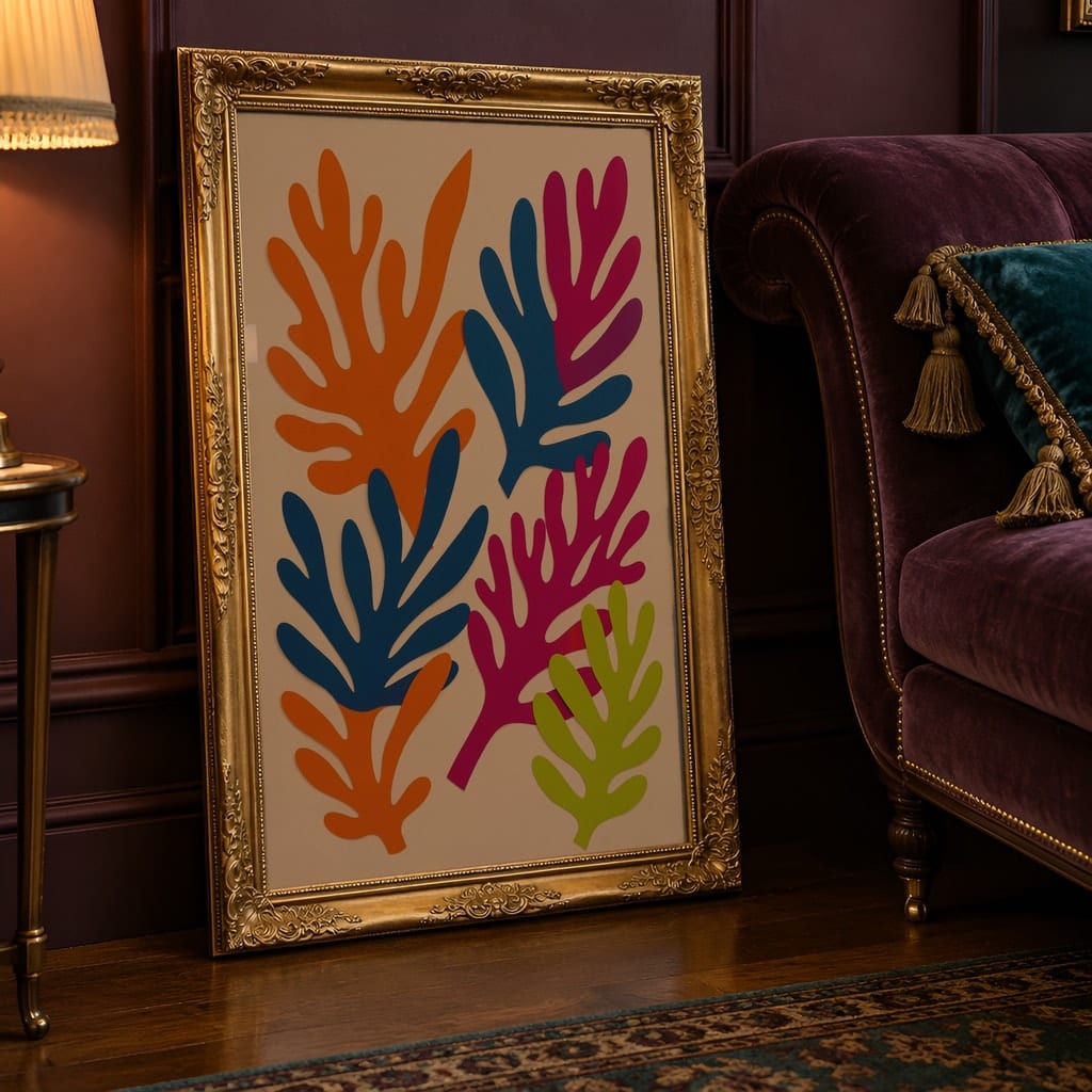 Maximalist Wallpaper Frame Mockup — Bold Pattern Room Wall Art PSD Templates (40 Scenes): mockup scene 10 of 40