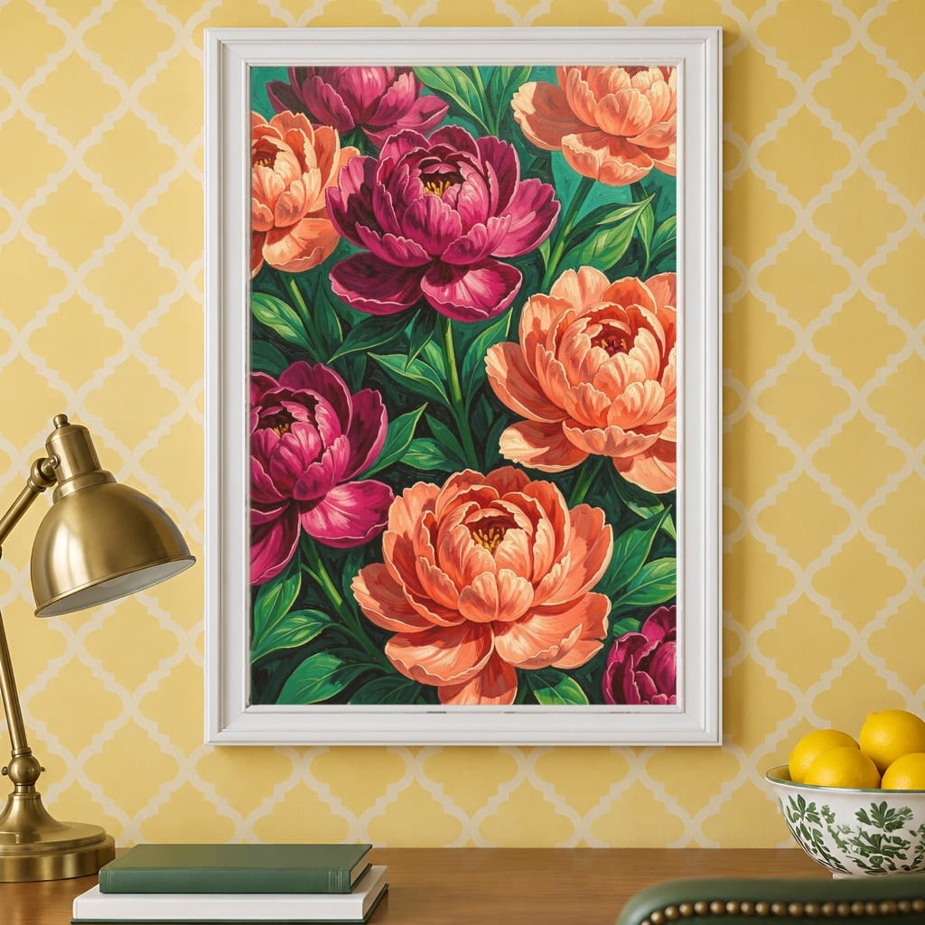Maximalist Wallpaper Frame Mockup — Bold Pattern Room Wall Art PSD Templates (40 Scenes): mockup scene 11 of 40