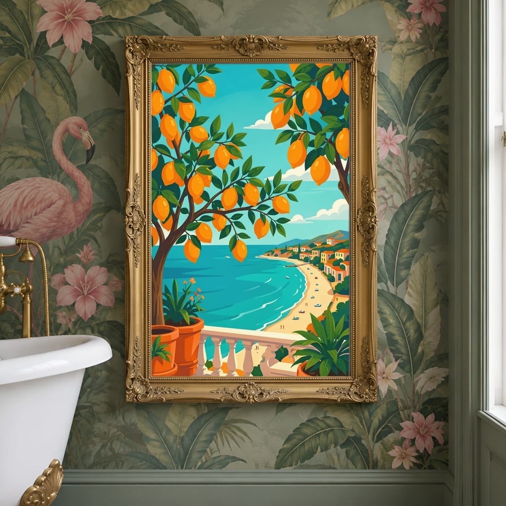 Maximalist Wallpaper Frame Mockup — Bold Pattern Room Wall Art PSD Templates (40 Scenes): mockup scene 19 of 40