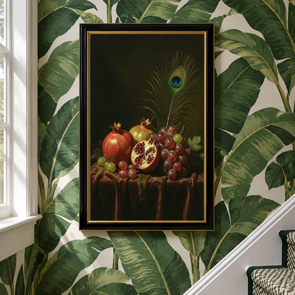 Maximalist Wallpaper Frame Mockup — Bold Pattern Room Wall Art PSD Templates (40 Scenes): mockup scene 2 of 40