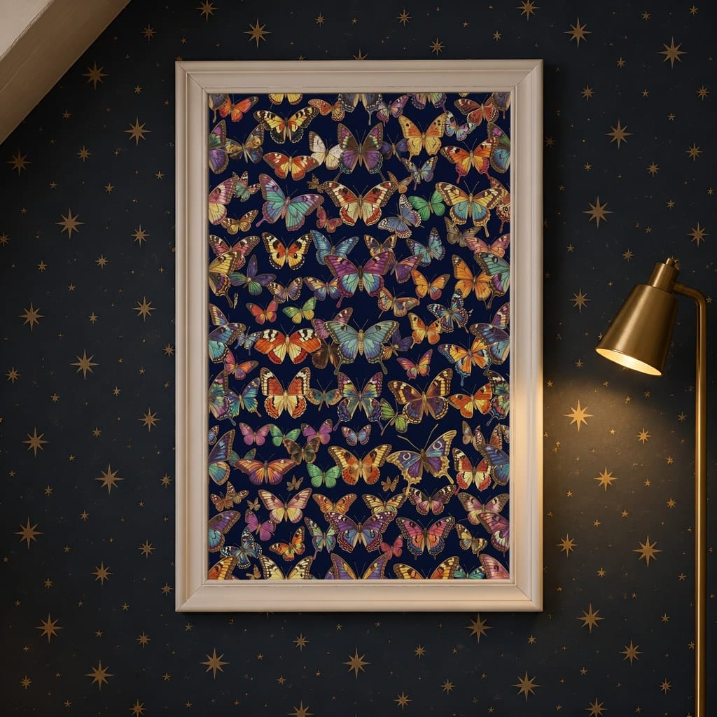 Maximalist Wallpaper Frame Mockup — Bold Pattern Room Wall Art PSD Templates (40 Scenes): mockup scene 20 of 40