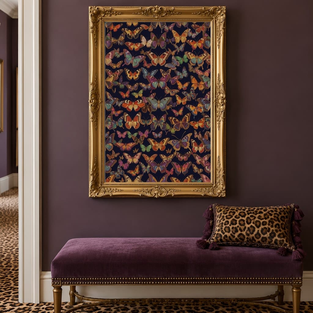 Maximalist Wallpaper Frame Mockup — Bold Pattern Room Wall Art PSD Templates (40 Scenes): mockup scene 21 of 40