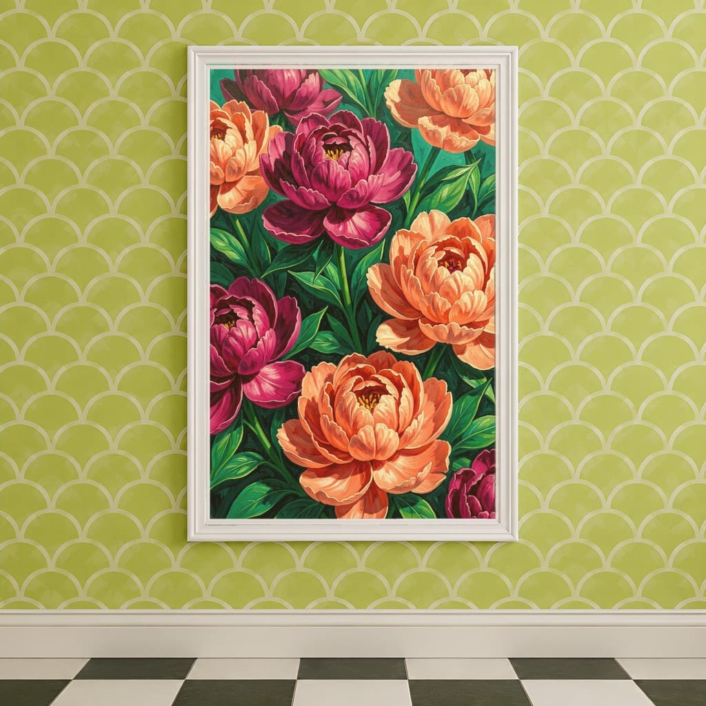 Maximalist Wallpaper Frame Mockup — Bold Pattern Room Wall Art PSD Templates (40 Scenes): mockup scene 27 of 40