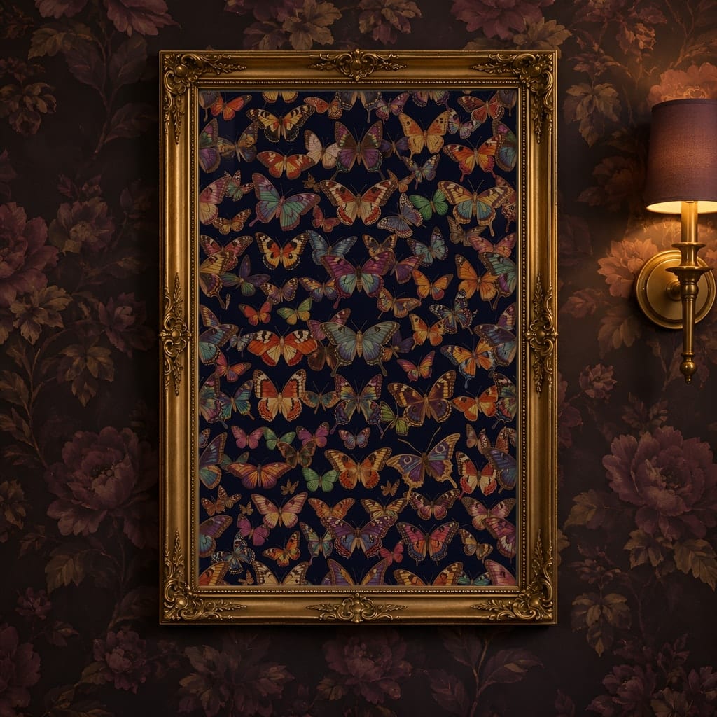 Maximalist Wallpaper Frame Mockup — Bold Pattern Room Wall Art PSD Templates (40 Scenes): mockup scene 34 of 40