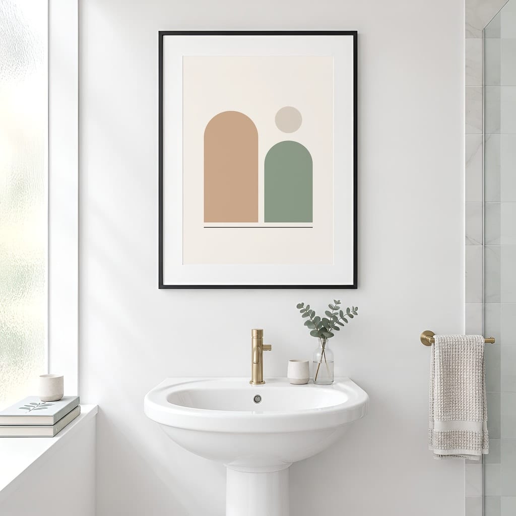 Bathroom Wall Art Mockup — Minimalist Frame PSD Templates (20 Scenes) — first mockup scene from the pack