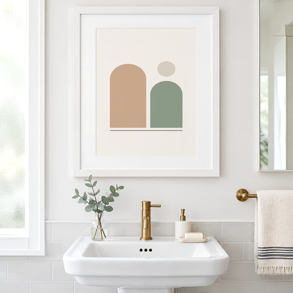 Bathroom Wall Art Mockup — Minimalist Frame PSD Templates (20 Scenes): mockup scene 11 of 20