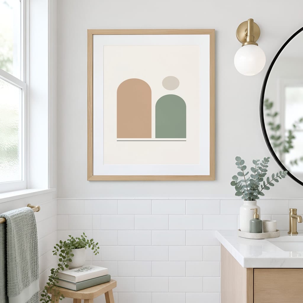 Bathroom Wall Art Mockup — Minimalist Frame PSD Templates (20 Scenes): mockup scene 12 of 20