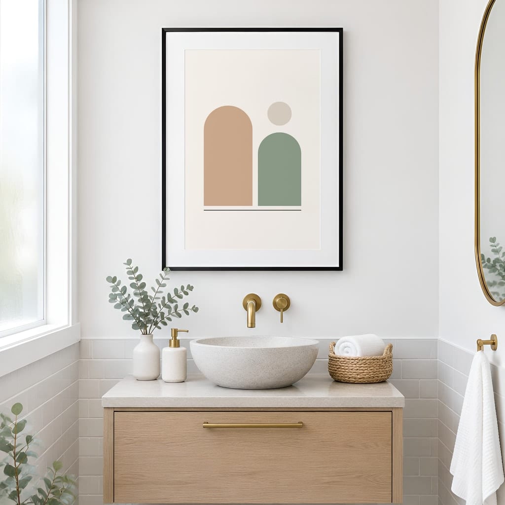 Bathroom Wall Art Mockup — Minimalist Frame PSD Templates (20 Scenes): mockup scene 13 of 20